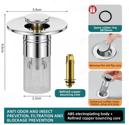 ✅Last Day Promotion 49% OFF👍TIMNAMY™ Pop Up Sink Drain Strainer----👍Removes odors and prevents blockages