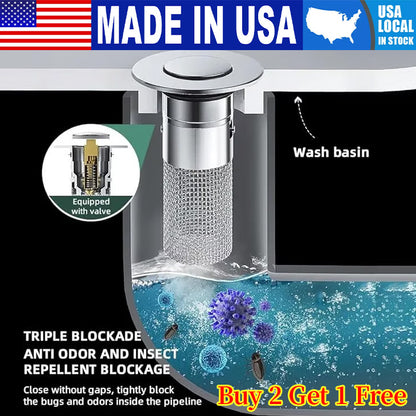 ✅Last Day Promotion 49% OFF👍TIMNAMY™ Pop Up Sink Drain Strainer----👍Removes odors and prevents blockages
