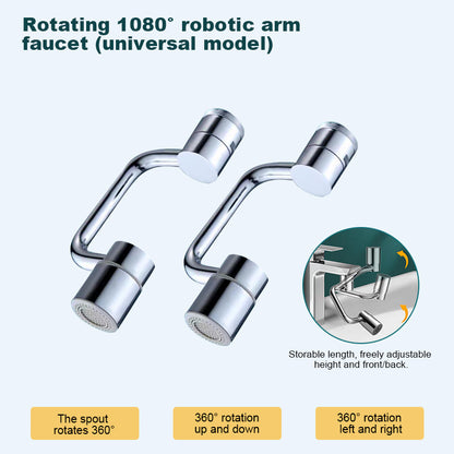 🏆Last Day Promotion 49% OFF🌟🌟TIMNAMY™ Rotating 1080° robotic arm faucet (universal model)--✅The direction and water flow rate can be freely adjusted