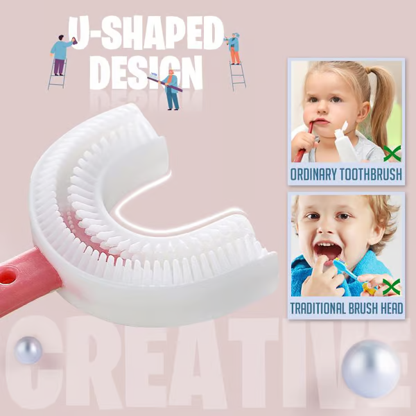 🔥Last Day Promotion 49% OFF🔥U-shaped Children's Toothbrush--💯Full silicone design, safe and does not hurt gums