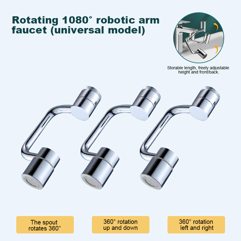👍Last Day Promotion 49% OFF👍👍Rotating 1080° robotic arm faucet (universal model)--👩‍👩‍👧‍👧The direction and water flow rate can be freely adjusted