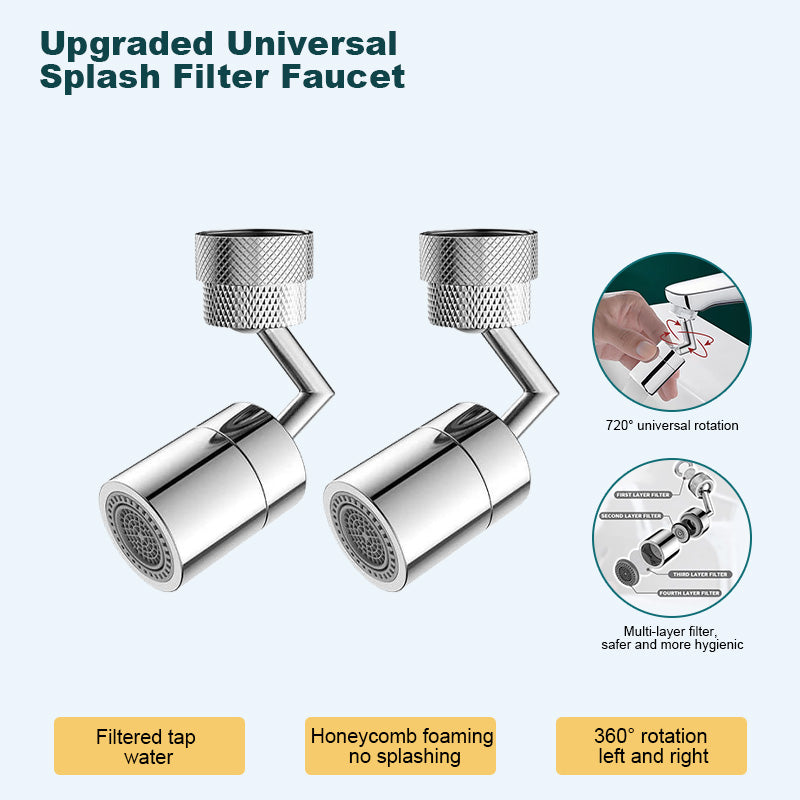 🔥Last Day Promotion 49% OFF🔥👍Upgraded Universal Splash Filter Faucet--👩‍👩‍👧‍👧The direction and water flow rate can be freely adjusted