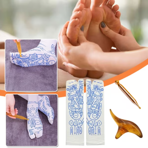 Official Store：✅ MIGUJO™ Reflexology Chart Socks with Trigger Point Massage Tool