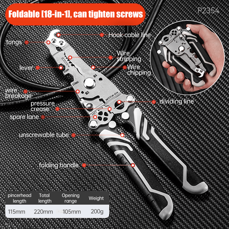 🥇2025 New Upgrade🥇TIMNAMY™ Multifunctional Folding Wire Stripper-Professional Electrician Tool 【⚡Last Day Promotion 60% OFF】